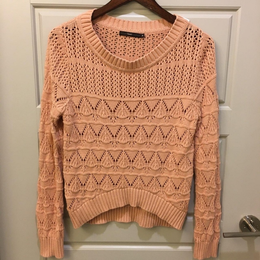 Hazel Stylish Pink Chunky Knit Sweater Sz M